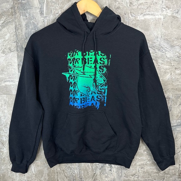 Mr. Beast Logo Pullover‎ Hoodie Sweatshirt Unisex Size Small Black/Blue/Green - Picture 1 of 4